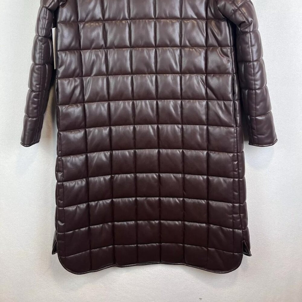 Calvin Klein Quilted Faux Leather Puffer Coat NWT Size XL Coffee Bean Brown - Picture 4 of 11